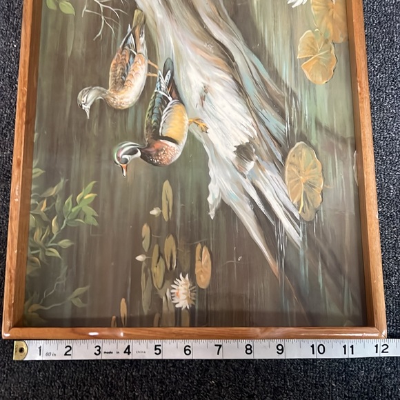 Vintage Maynard Reece Art wooden serving cabin hunter large Tray-PondDuck - Picture 6 of 7